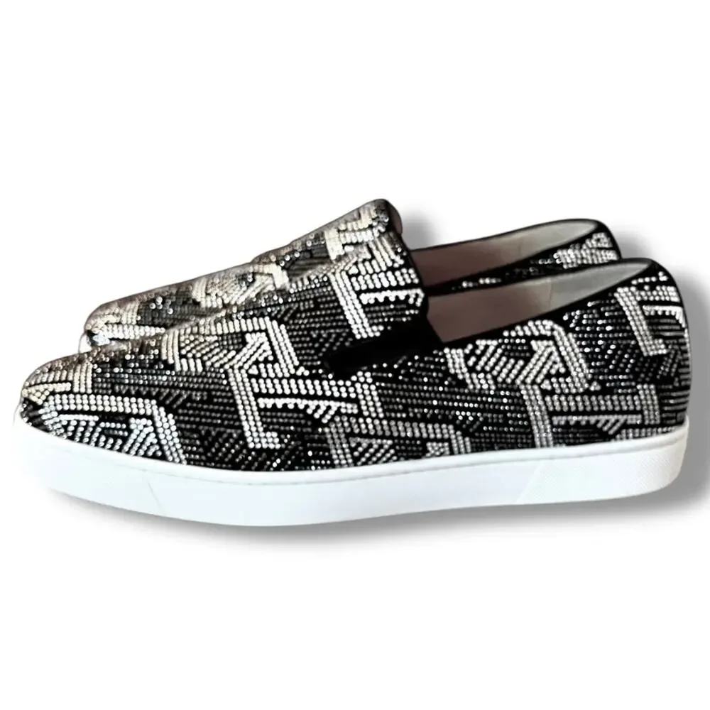 Christian Louboutin Rollerboat Studded Strass Pik Boat Shoes Size 40.5 7.5